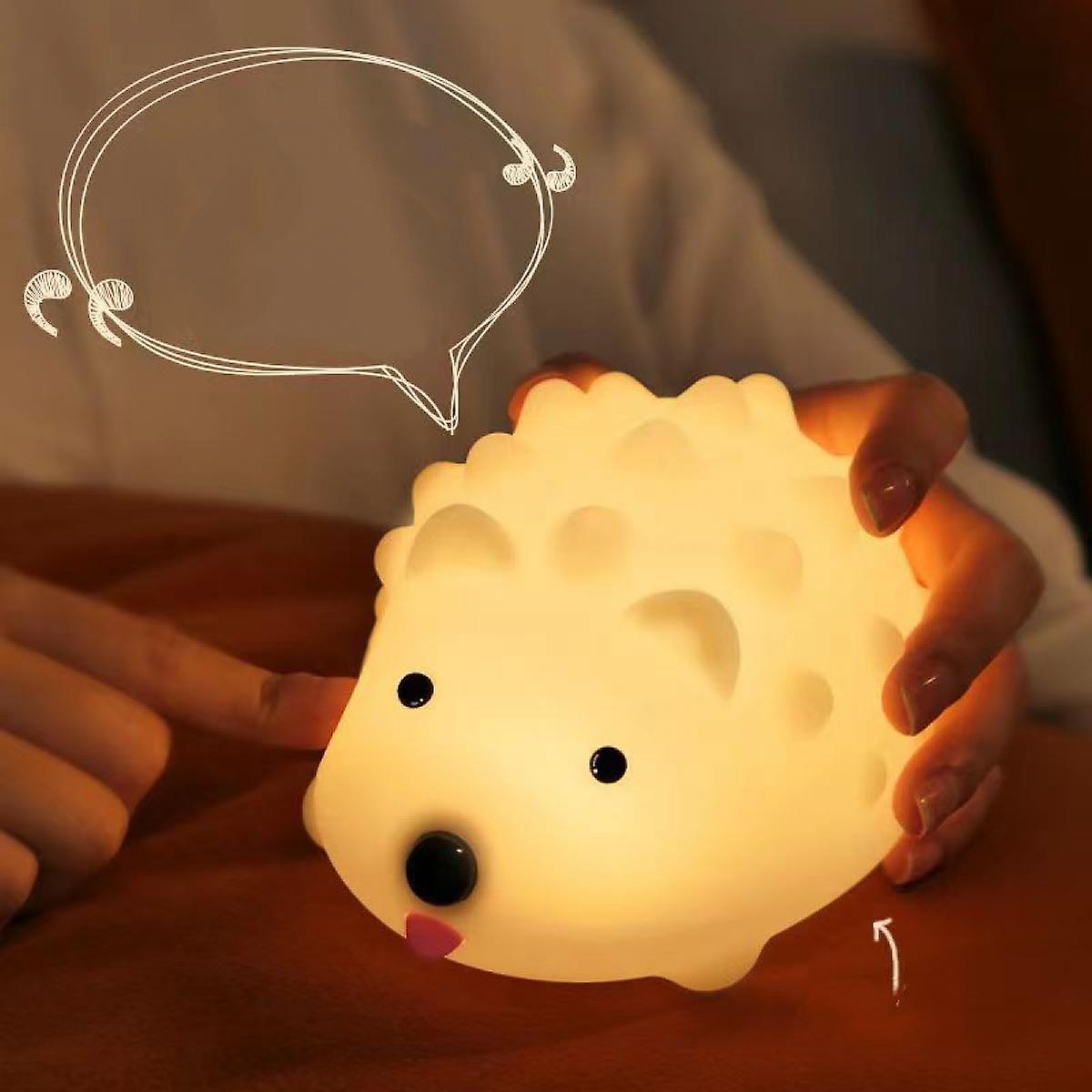 White Rechargeable Silicone Led Hedgehog Night Light