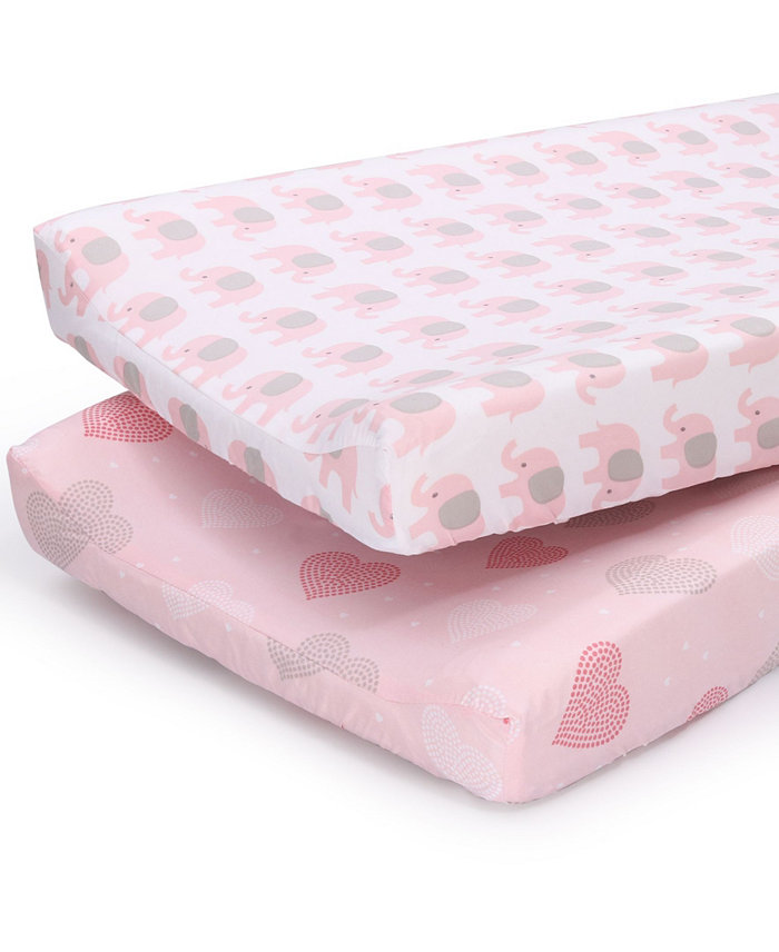 The Peanutshell 2 Pack Changing Pad Cover  Elephants and Hearts