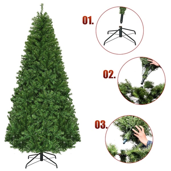 Gymax 7FT PreLit Christmas Tree Hinged Artificial Tree w/ Colorful