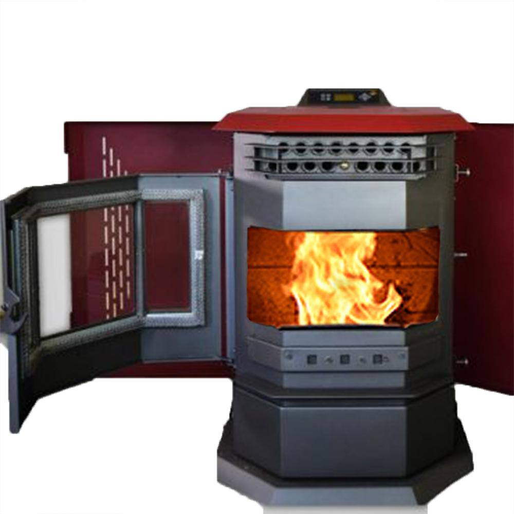 ComfortBilt Burgundy 2800 sq. ft. EPA Certified Pellet Stove with 55 lbs. Hopper and Stainless Steel Door Trim HP22BUss