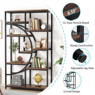 Tribesigns Earlimart 68.89 in. Rustic Brown Engineered Wood 8-Shelf Etagere Bookcase Bookshelf with Open Storage Shelves TJHD-QP-0623