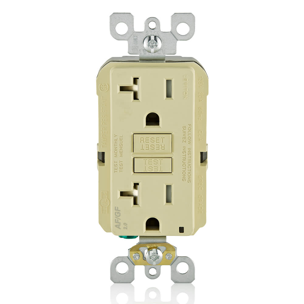 Leviton SmartlockPro Outlet 20A 125V Ivory AFCI/GFCI 2 Function Outlet ;