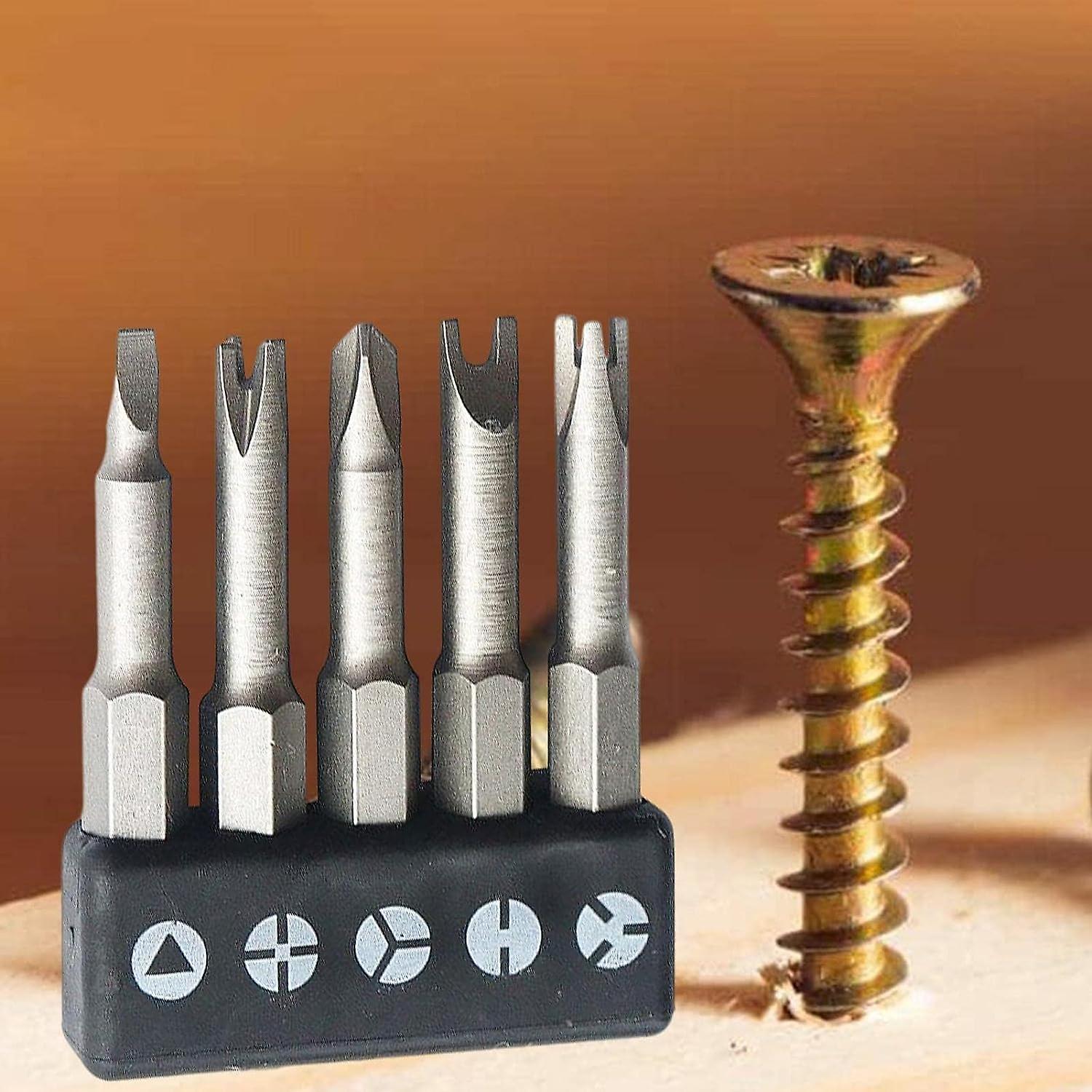 Ch Screwdriver Bit Set， 5-piece Screwdriver Bit Set Made Of Chrome Vanadium Steel， 6.35 Mm Joint Bit Set For Household For Home Use