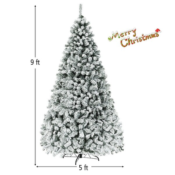 PreLit Snow Flocked Hinged Christmas Tree