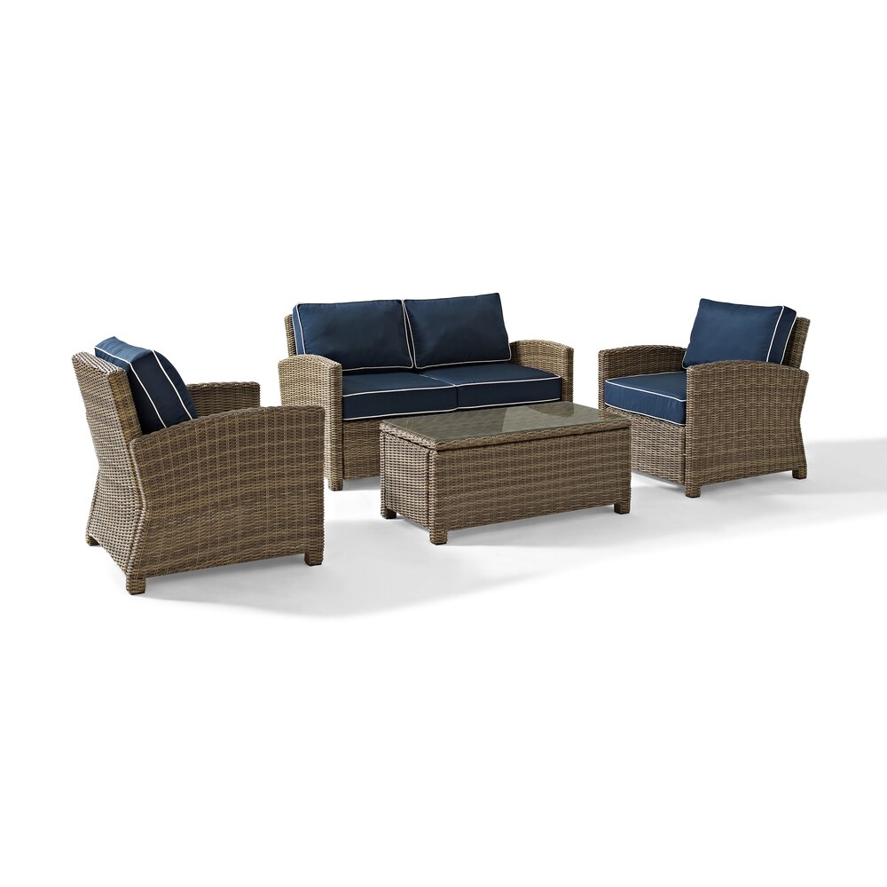 Bradenton Outdoor Arm Chairs with Navy Cushions (set of 2)