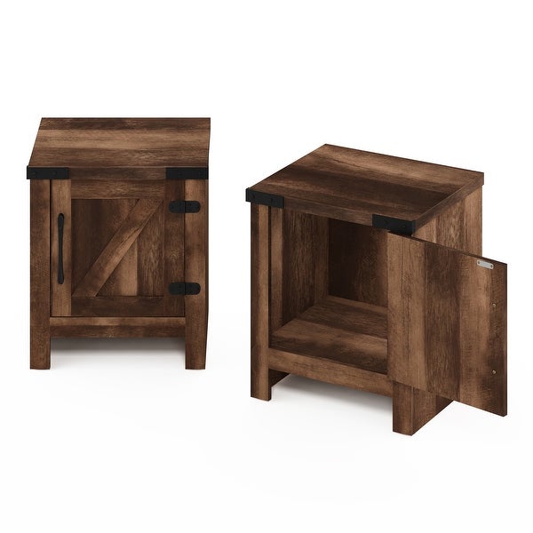 Furinno Jensen Farmhouse End Table with Barn Door