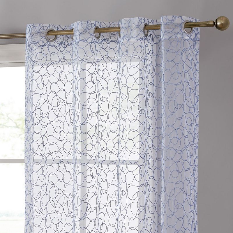 THD Francine Embroidered Premium Soft Decorative Sheer Voile Light Filtering Grommet Window Treatment Curtain Drapery Panels - Set of 2 Panels