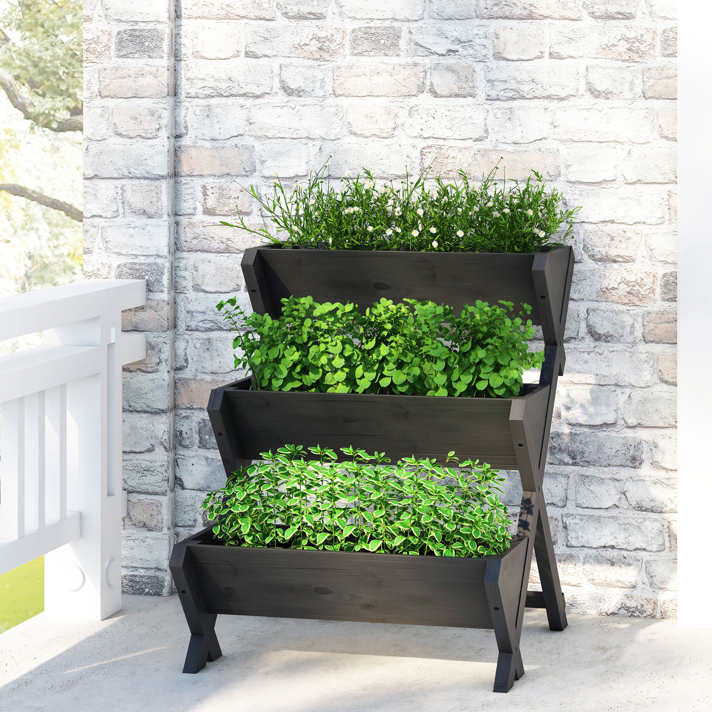 Regina Outdoor Firwood 3 Tiered Plant Stand