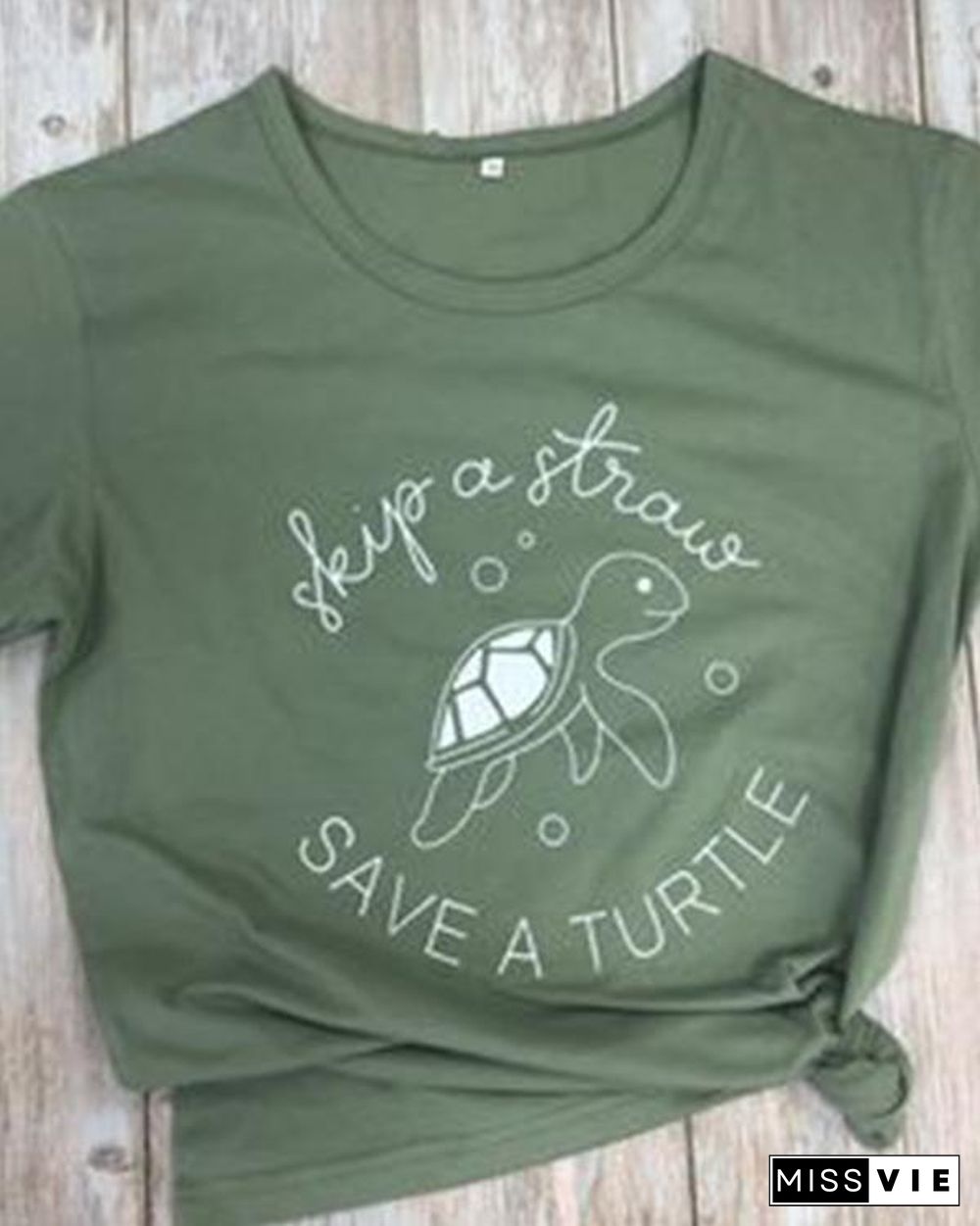 Skip A Straw Save A Turtle Shirt Womens Graphic Tee Short Sleeve