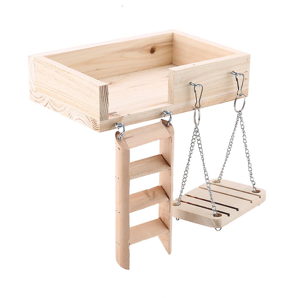 3pcs Wooden Hamster Crawling Ladder Funny Swing Platform Toys Set For Small Pet