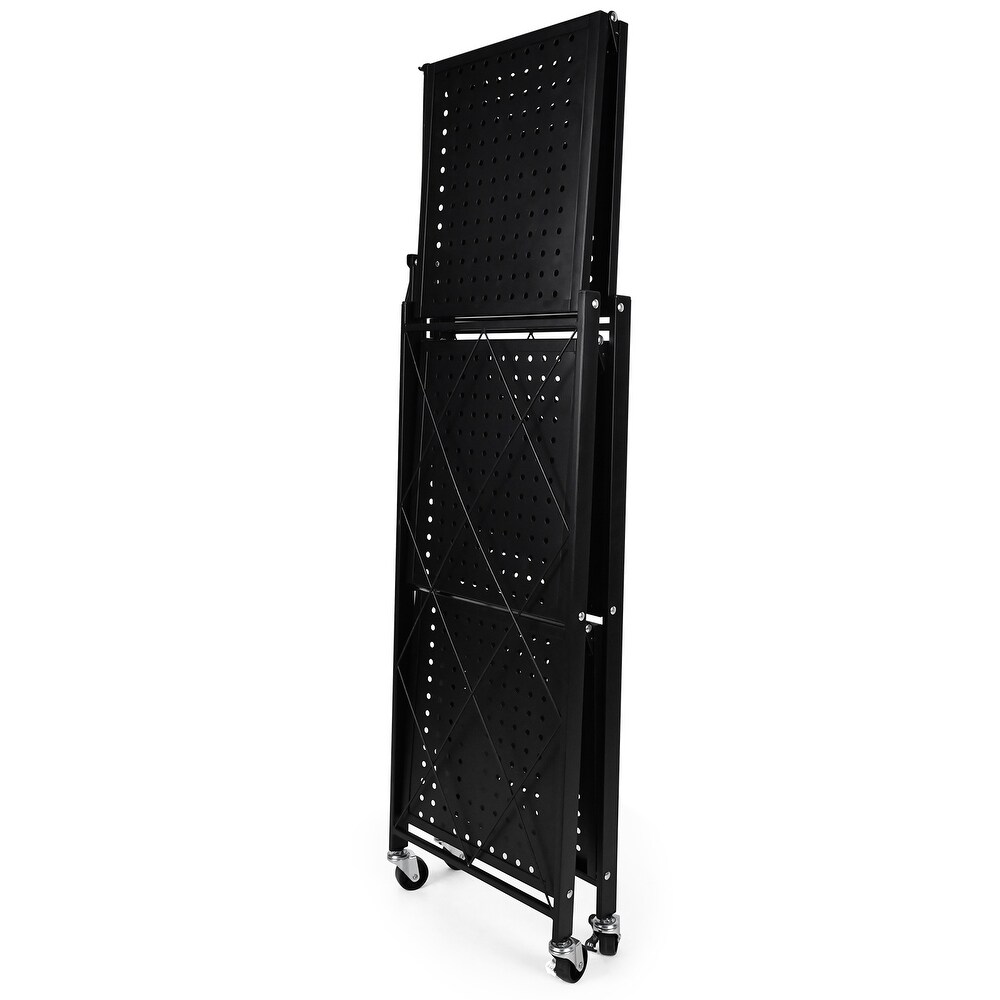 3 Tier Heavy Duty Foldable Metal Rack Storage Shelving with Wheels