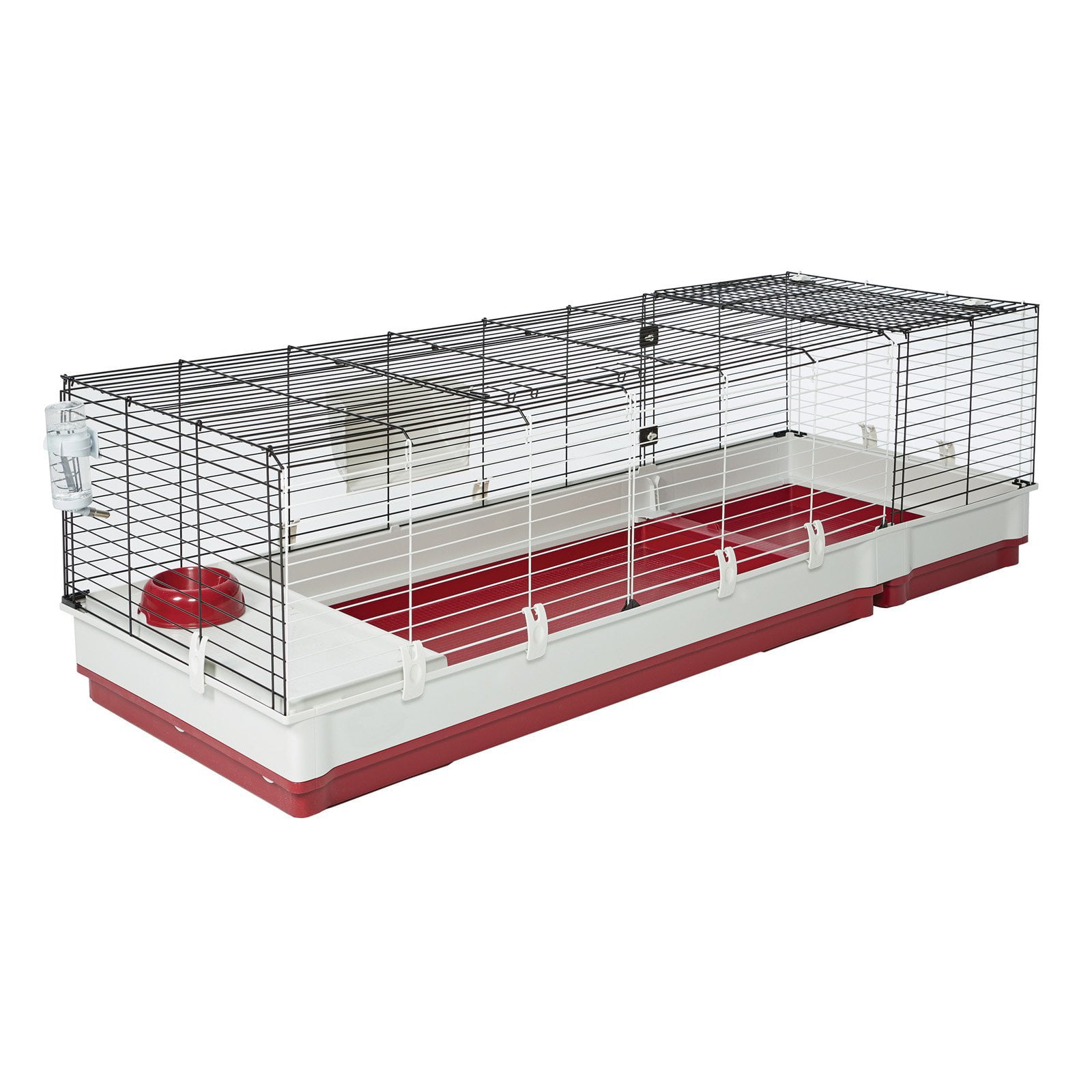 Midwest Homes for Pets Deluxe Rabbit and Guinea Pig Cage， X-Large， White and Red