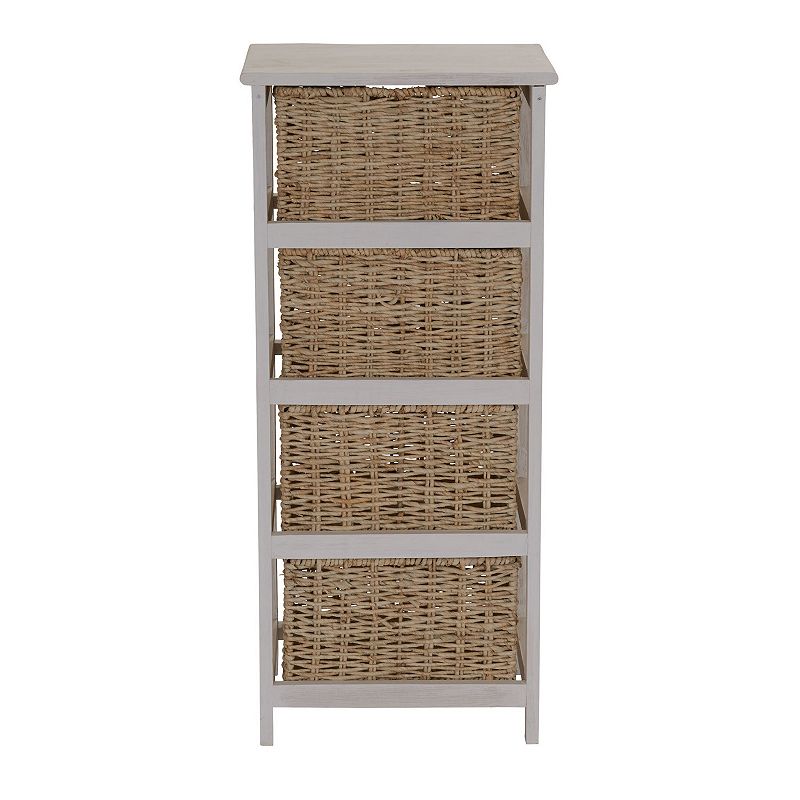 Household Essentials Whitewash 4-Basket Storage Chest