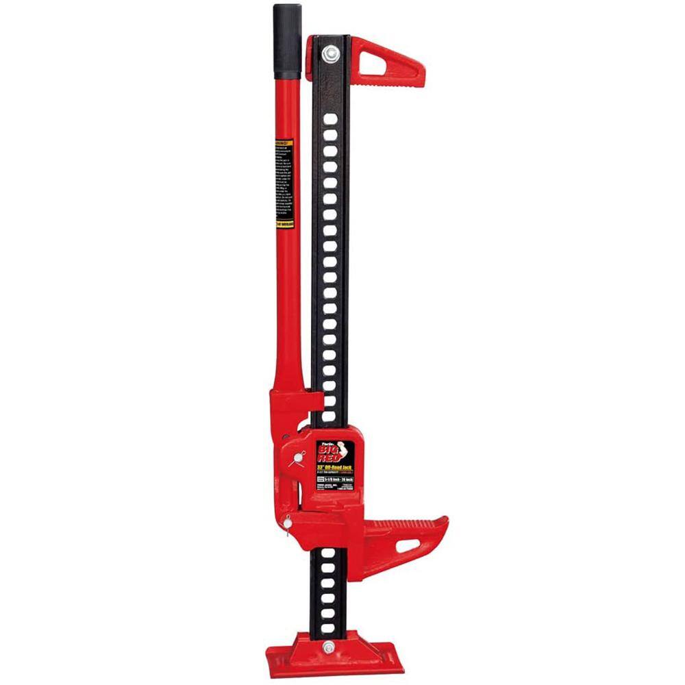 Big Red 3-Ton (6000 lbs.) Capacity 33 in. Ratcheting Off Road Utility Farm Jack Red and Black TRA7224B