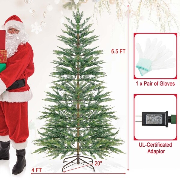 6.5 FT/7.5FT PreLit Christmas Tree Hinged with PE Branch Tips Timer