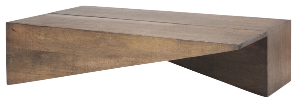 West Medium Brown Solid Wood Angled Coffee Table   Transitional   Coffee Tables   by Mercana  Houzz