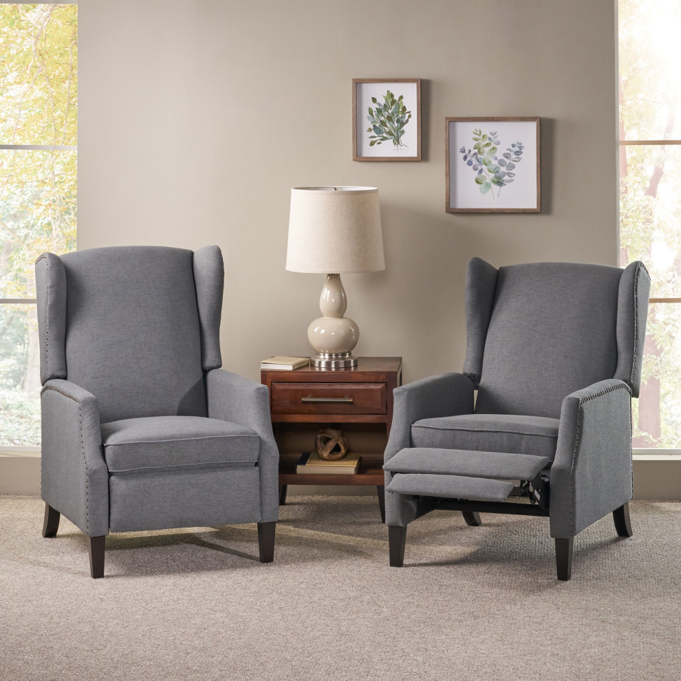 Corbin Fabric Recliner  Set of 2   Transitional   Recliner Chairs   by GDFStudio  Houzz