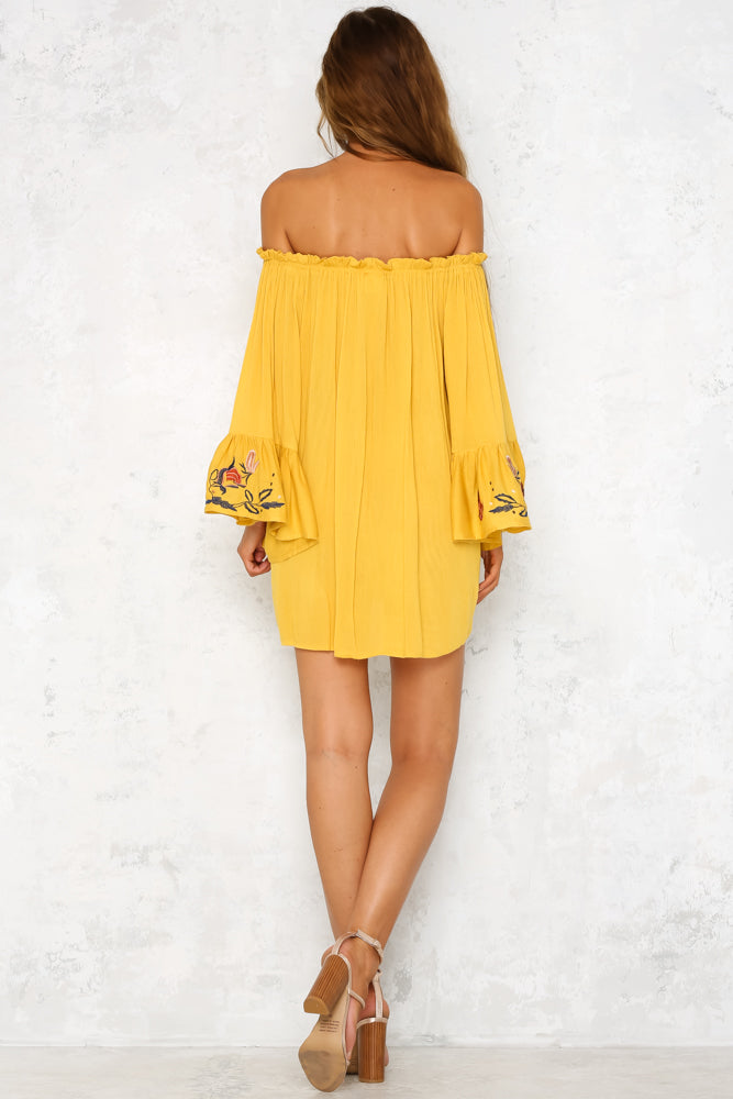 Love More Dress Mustard