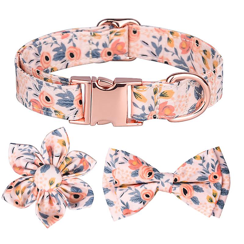 1 Set Bowknot Decor Adjustable Buckle Closure D-ring Pet Neck Strap Christmas Flower Pattern Cat Collar Pet Supplies Cat Collar