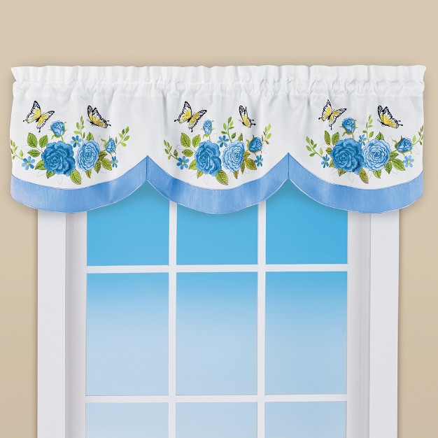 Collections Etc Rose Butterfly Scallop Valance