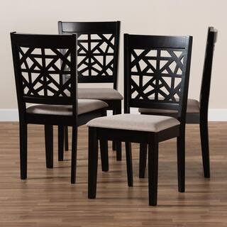 Baxton Studio Jackson Sand and Espresso Brown Fabric Dining Chair (Set of 4) 166-10764-HD