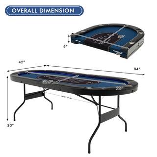 Costway Foldable 10 Player Poker Table Casino Texas Holdem with LED Lights USB Ports UY10016US-BL