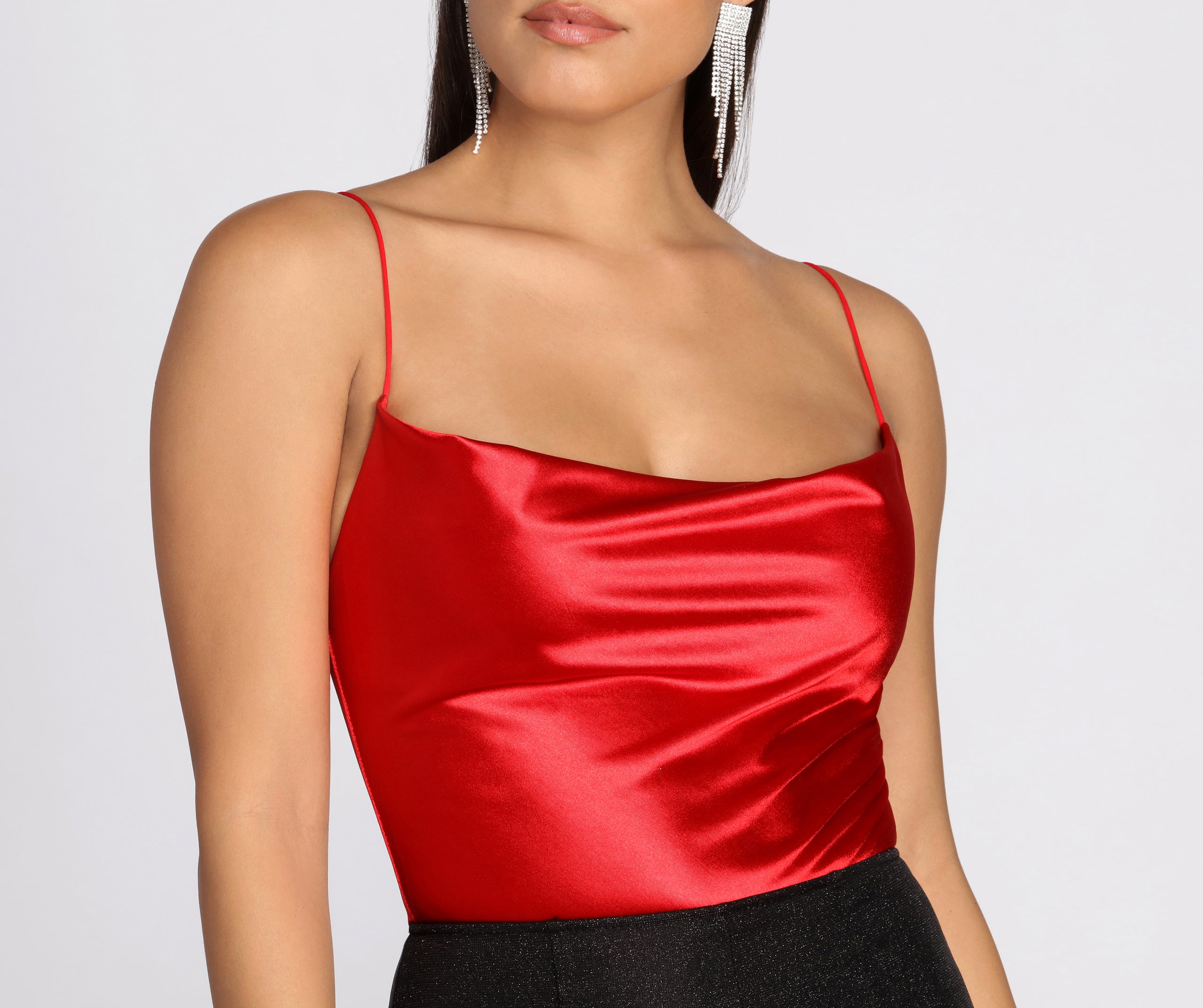 Satin Cowl Neck Bodysuit