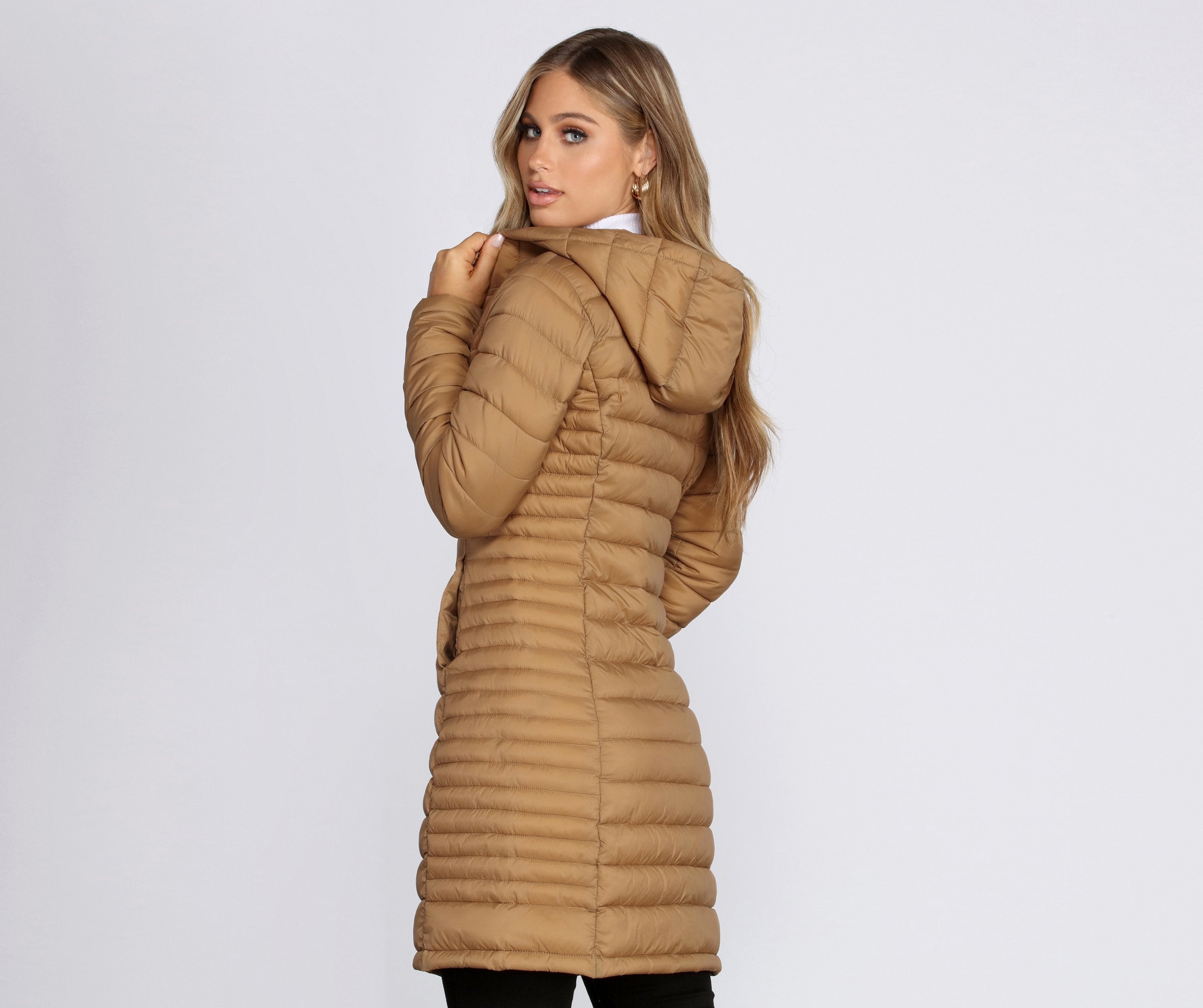 Long Puffer Hooded Jacket