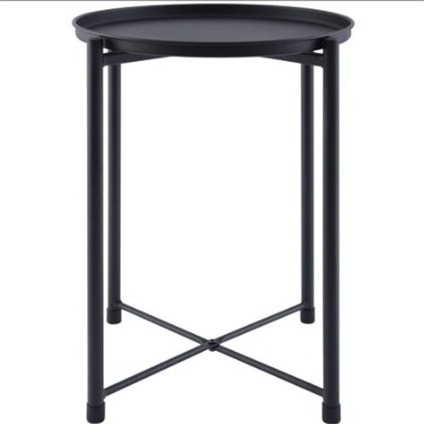 Round X-shaped Rods End Table Removable Top Metal Tray Side Table Small Coffee Table for Living Room，Bedroom，Small Space