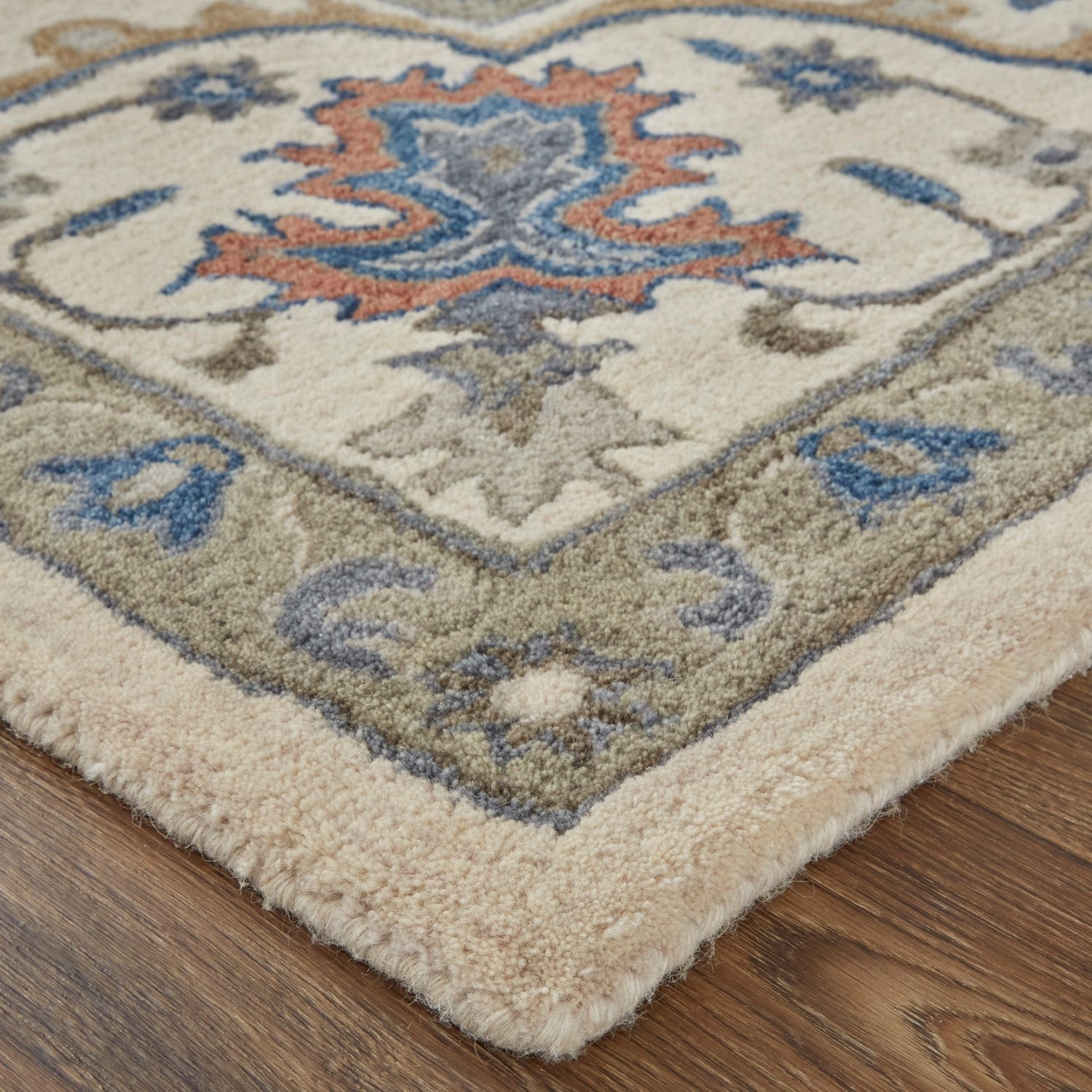 Mattias Hand Tufted Ornamental Warm Gray/Blue Rug