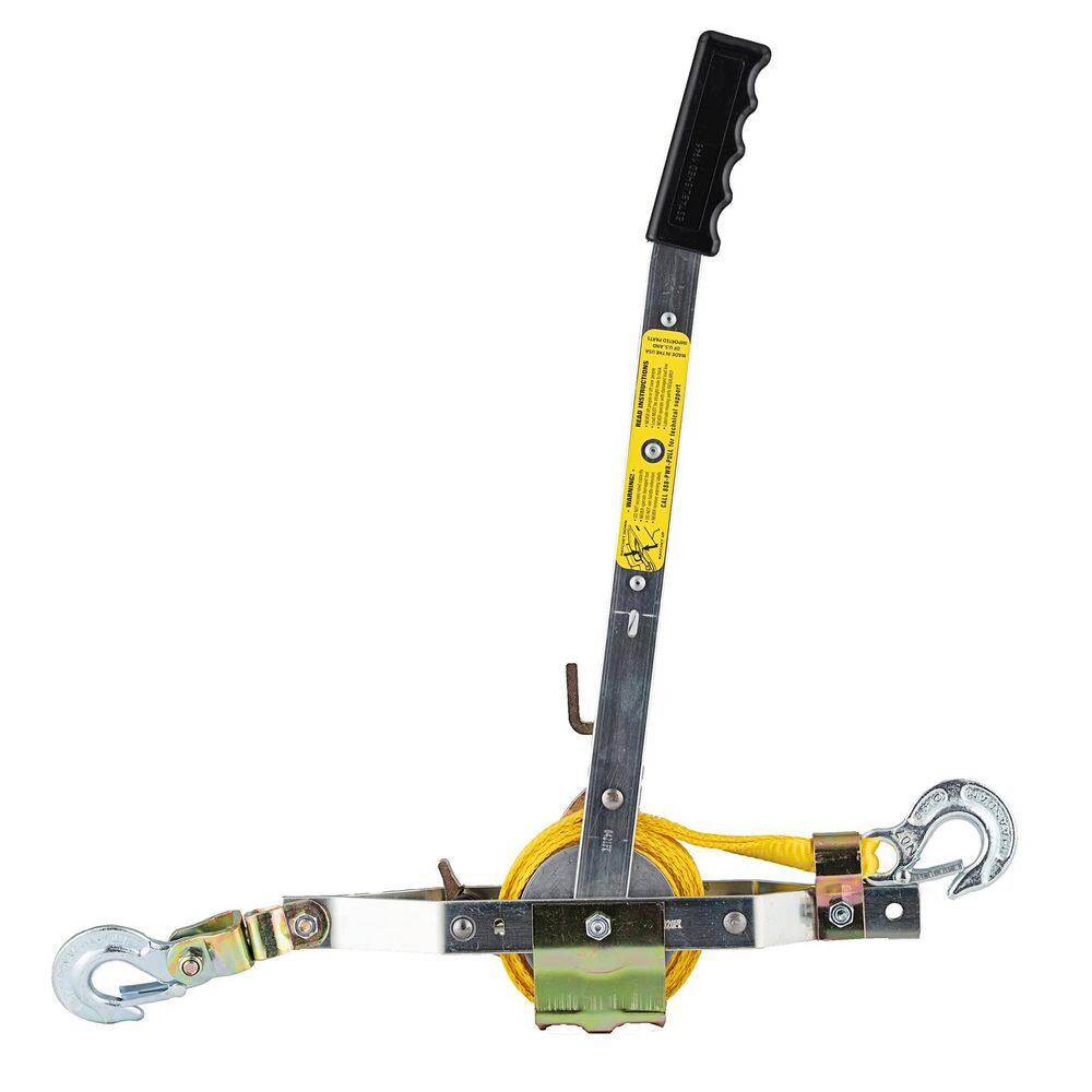 Maasdam Pow'R Pull 2000 lb. 1-Ton Capacity 12 ft. Max Lift 10:1 Leverage Web Strap Puller Come Along Tool WS-1