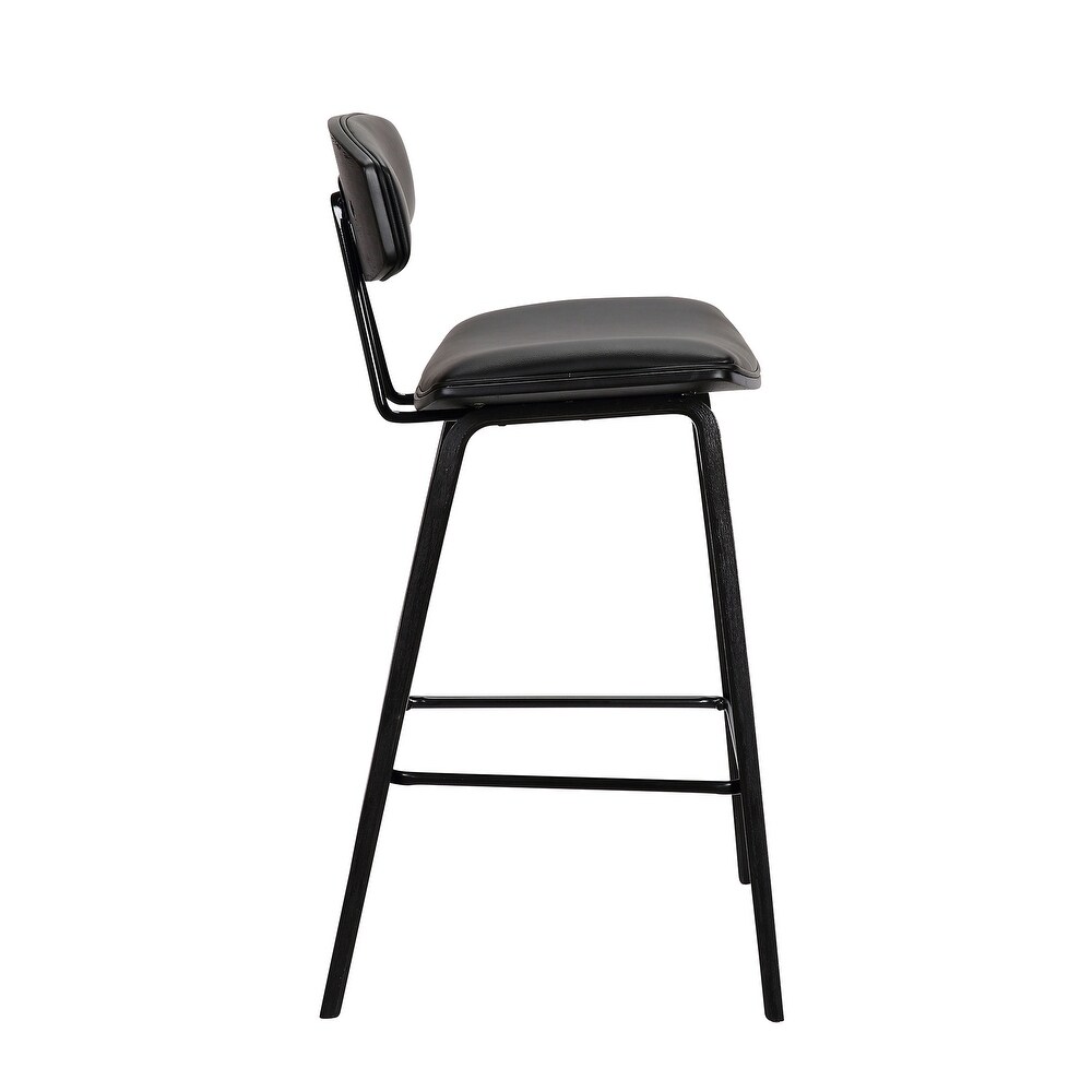 Counter Height Wooden Bar Stool with Curved Leatherette Seat   36 H x 16 W x 19 L Inches