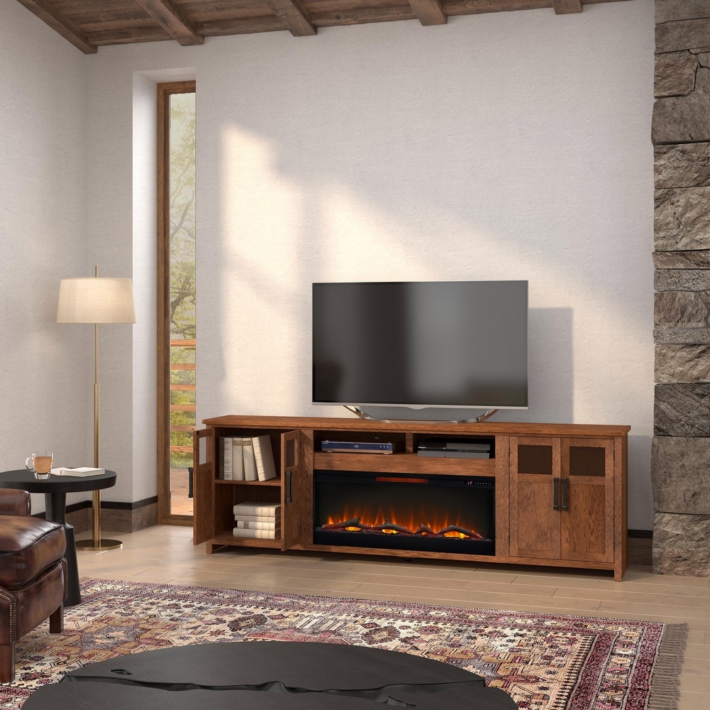 Bridgevine Home 97 in. No Assembly Required Solid Wood TV Stand hold TVs up to 100 in   95 Inch