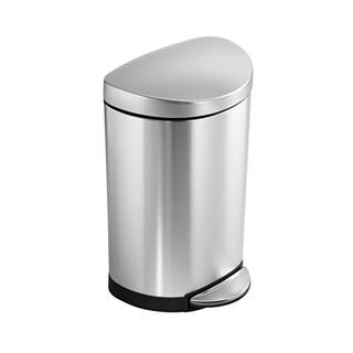 simplehuman 10-Liter Fingerprint-Proof Brushed Stainless Steel Semi-Round Step-On Trash Can CW1833