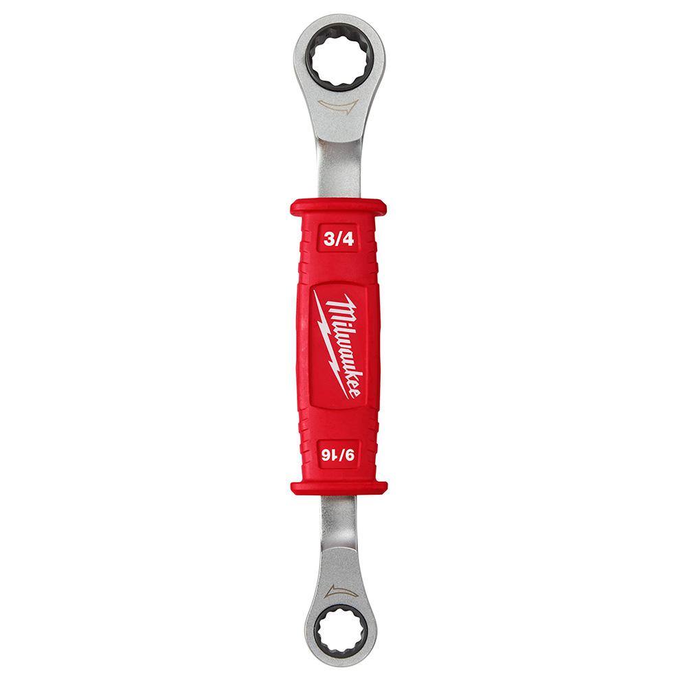 MW Lineman's 5-In-1 34 in. Ratcheting Wrench with Smooth Milled Face  Lineman's 2-In-1 Insulated Ratcheting Box Wrench 48-22-9216M-48-22-9211