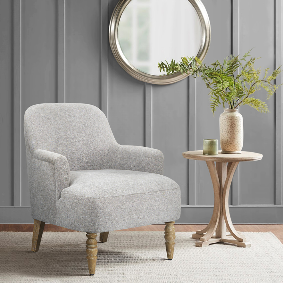 Martha Stewart Jada Transitional Flared Arm Upholstered Accent Chair  Grey   French Country   Armchairs And Accent Chairs   by Olliix  Houzz