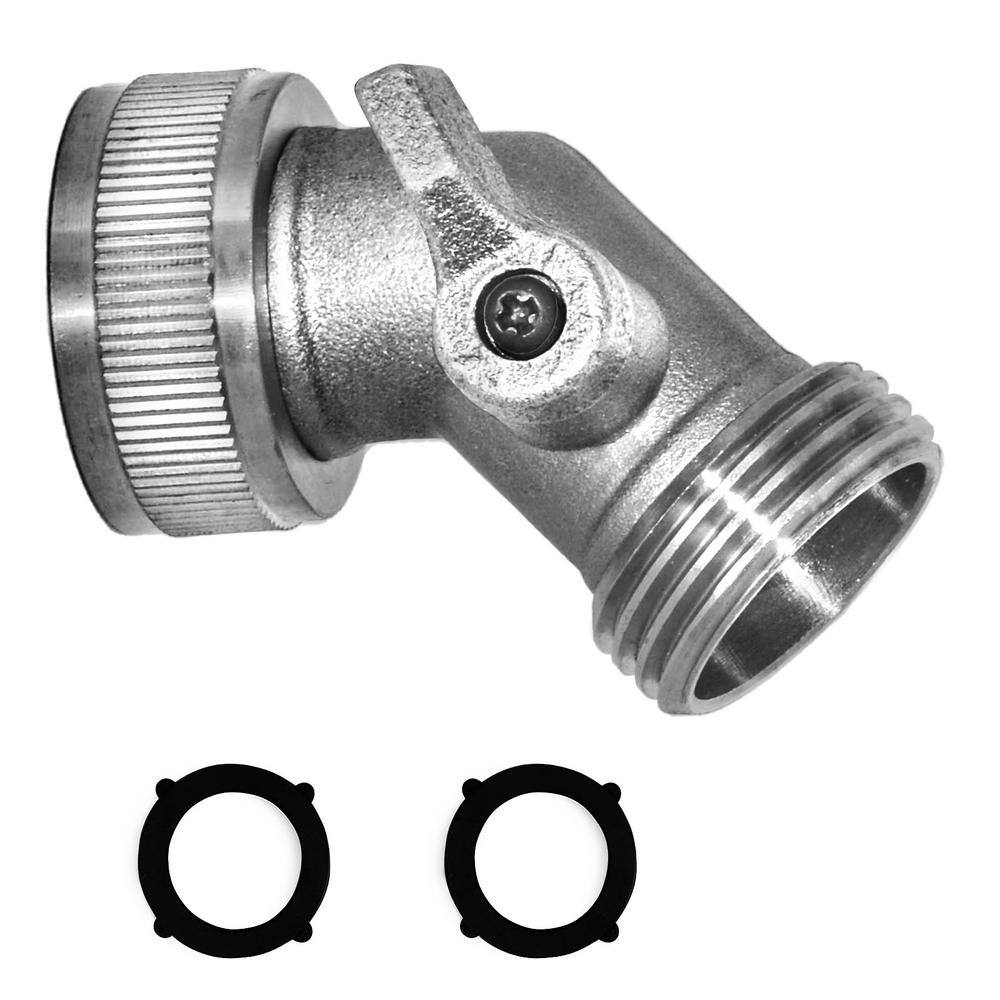 Morvat 45-Degree Nickel Plated Brass Garden Hose Elbow Connector with OnOff Shutoff Valve MOR-NP-BELBOW-1-A