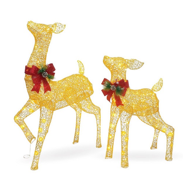 Joiedomi Christmas Reindeer Christmas Decoration Gold Doe And Fawn Yard Lights 2 Packs