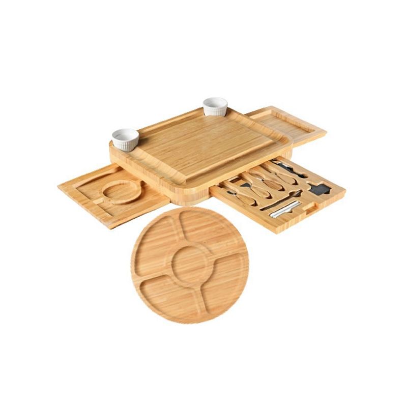 Bamboo Cheese and Meat Board - Simple Charcuterie Board with Serving Utensils