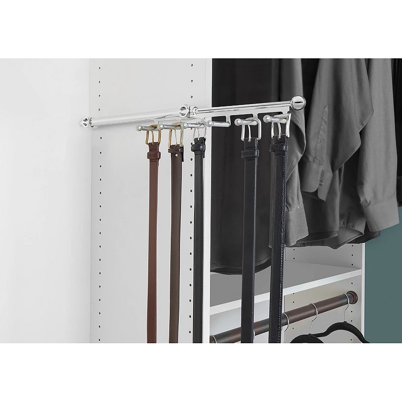 Rev-A-Shelf 12 Pull Out Belt and Scarf Closet Organizer， Chrome， CBSR-12-CR