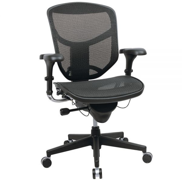 WorkPro Quantum 9000 Series Ergonomic Mesh/Mesh Mid-Back Chair， Black/Black， BIFMA Certified