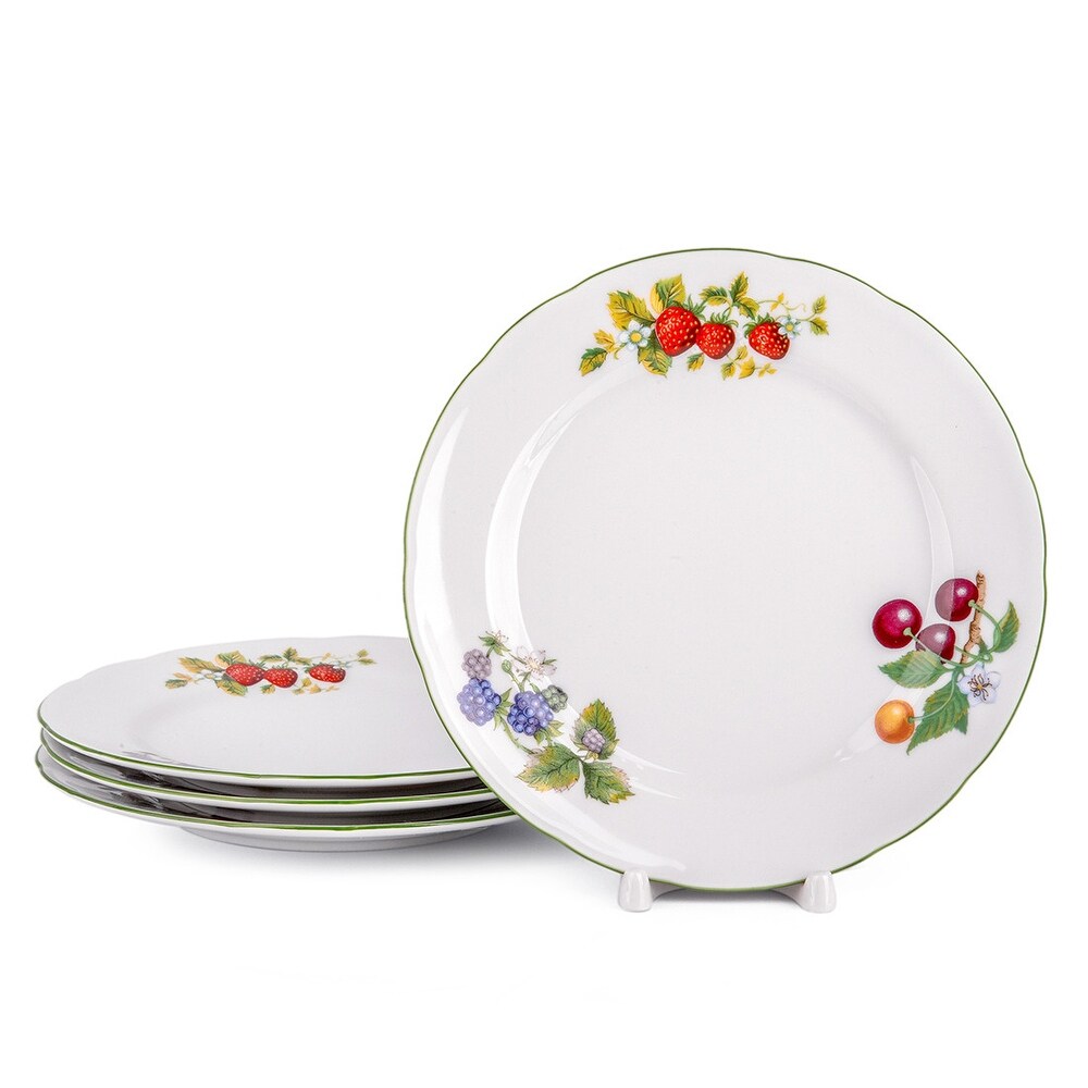 Very Berry White Porcelain Dessert / Salad Plate Set of 4   8.27\