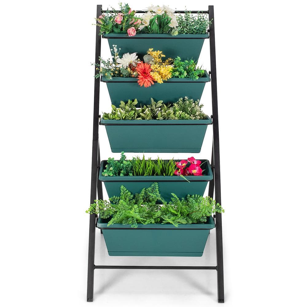 HONEY JOY 5-Tier Vertical Herb Garden Planter Box Outdoor Elevated Raised Bed Green TOPB005428