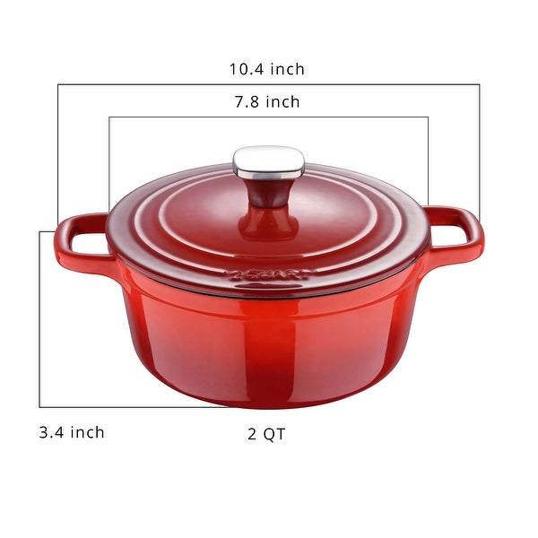 2 Qt Enamel Cast Iron Dutch Oven with Self-Basting Lid and Ombre Design