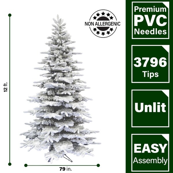 Fraser Hill Farm 12Ft. Flocked Mountain Pine Christmas Tree