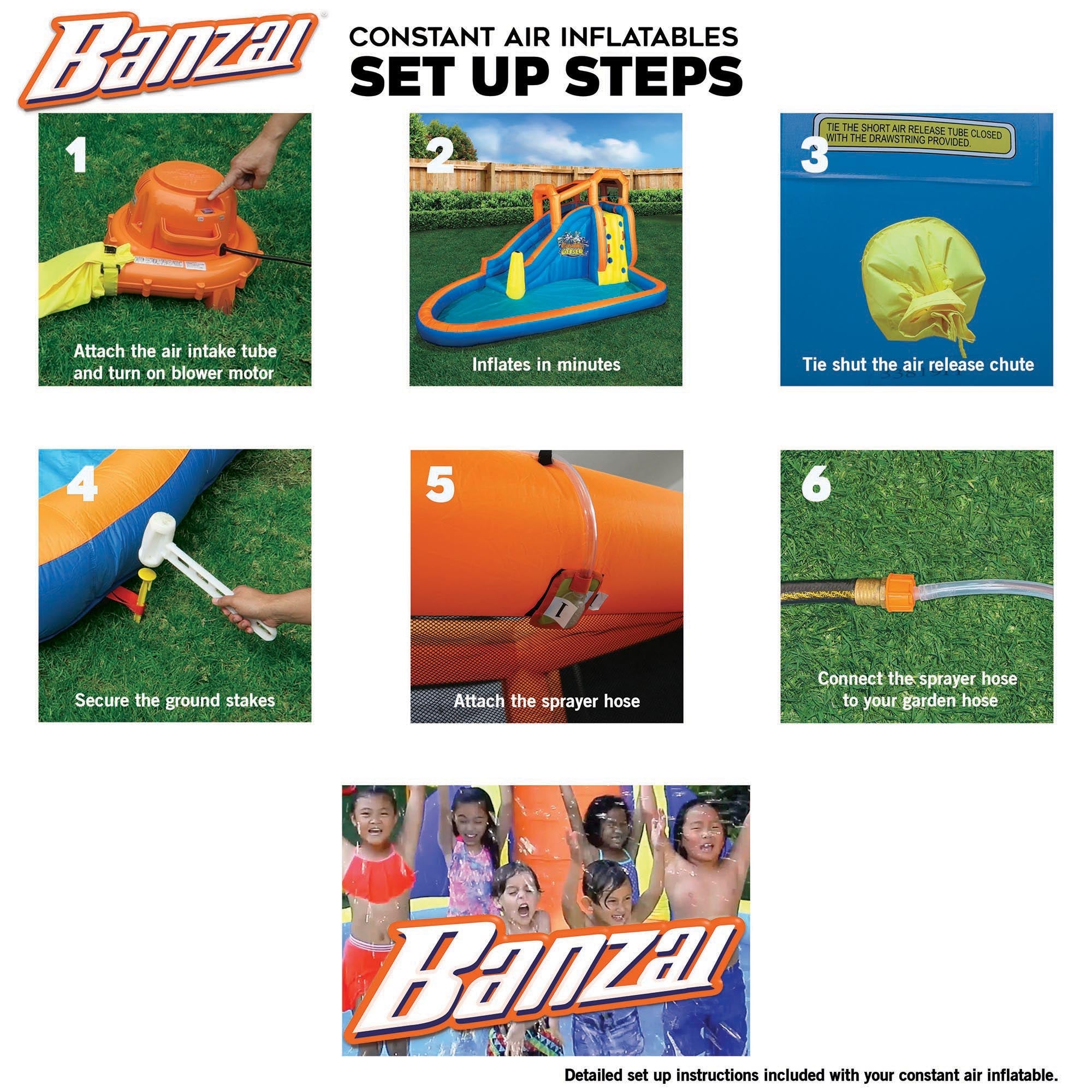 Banzai Inflatable Bouncer Slide, Twister, Limbo & Blower Game Park