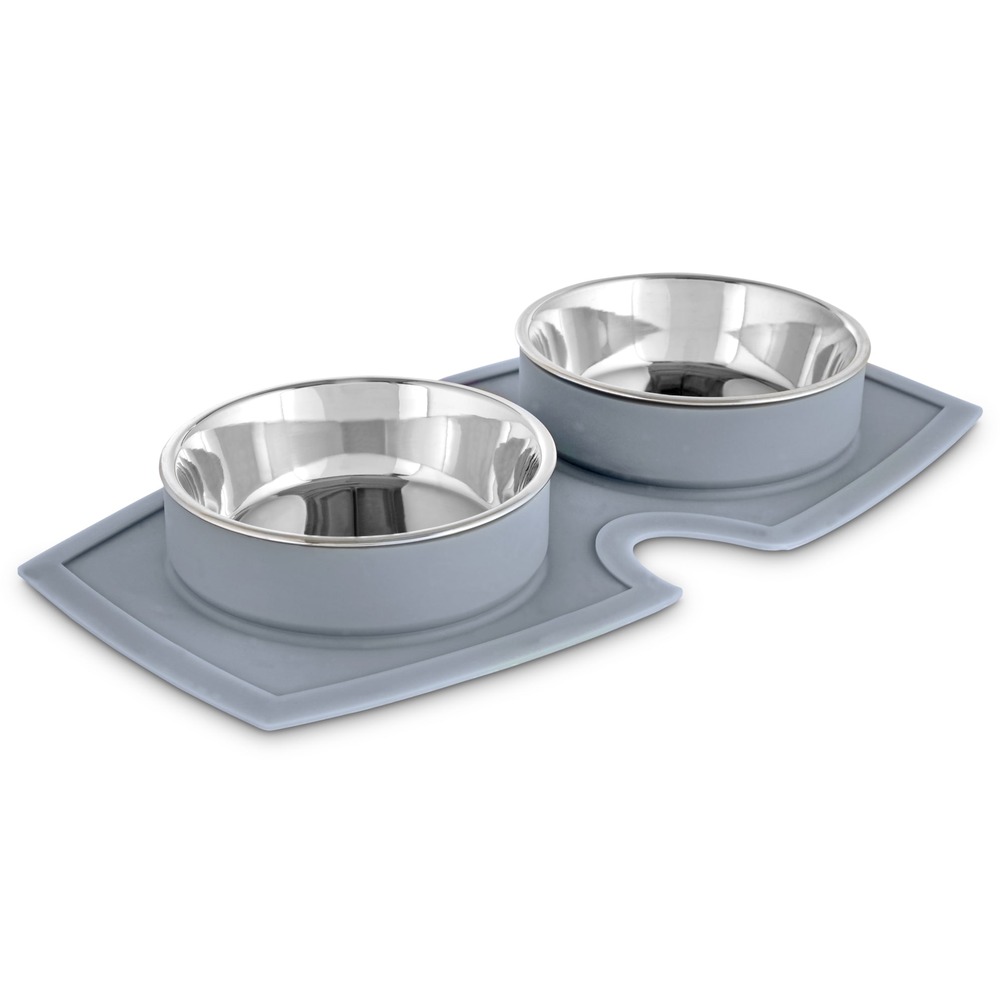 EveryYay Dining In Silicone Double Diner Dog Bowl Set， 2 Cups