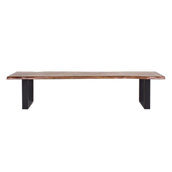 Jessore Handmade Live Edge Acacia Wood and Iron Dining Bench