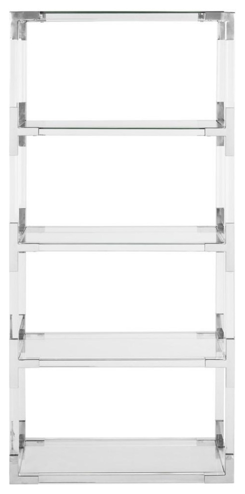 Lottie Acrylic Bookshelf Chrome   Contemporary   Bookcases   by Peachtree Fine Furniture  Houzz