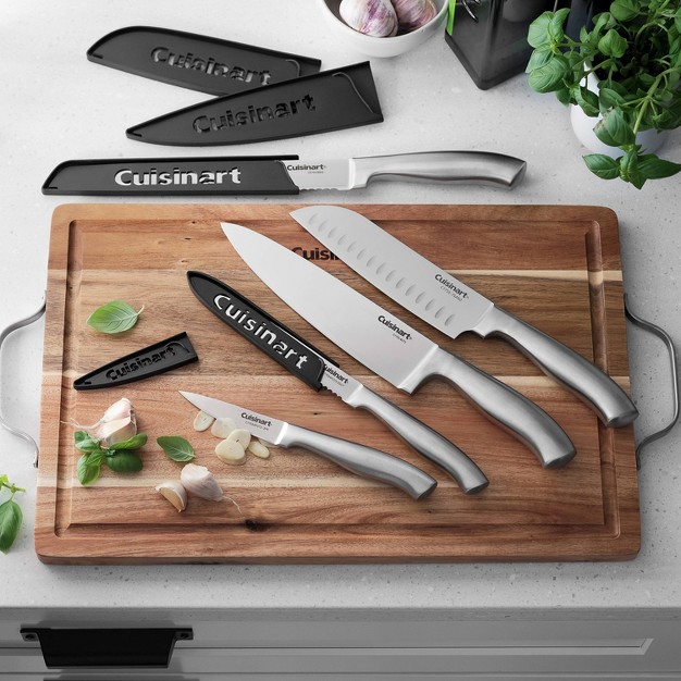 Cuisinart Classic 7pc Stainless Steel Hollow Handle Essentials Knife Block Set With Built In Sharpener Silver